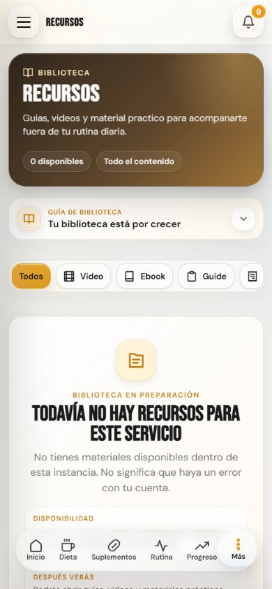 Vista demo de recursos