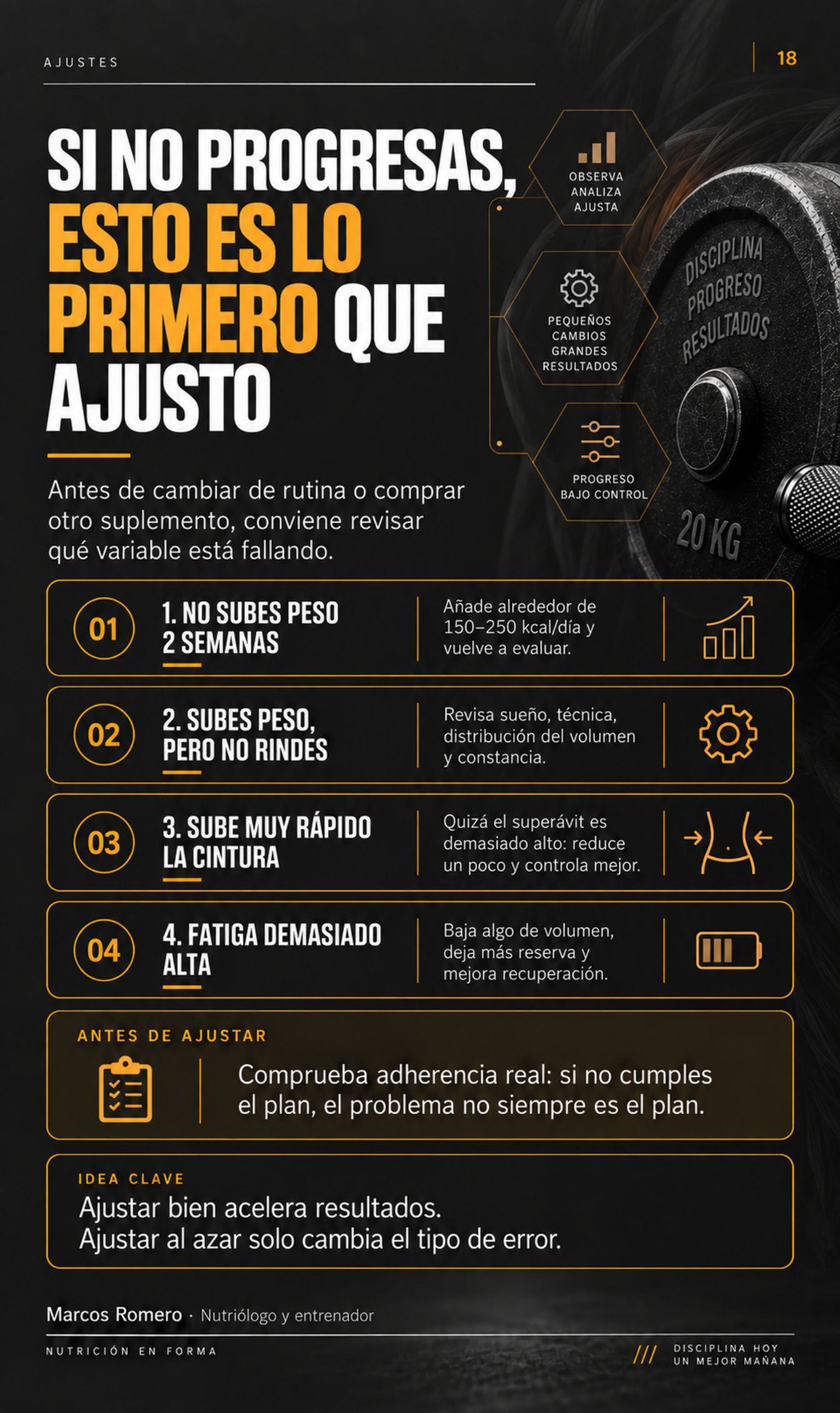 Página sobre ajustes cuando no hay progreso